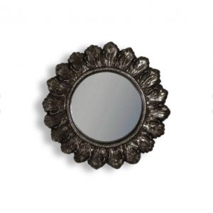 Black Leaf Framed Small Convex Mirror